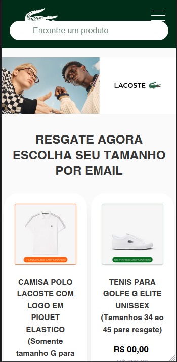 Lacoste site e Apps